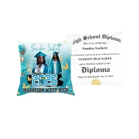Teal Grad Pillow Diploma Template – Image 1
