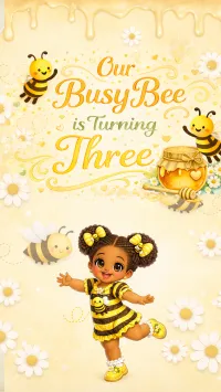 Busy Bee Turning Three Template Link – Image 1