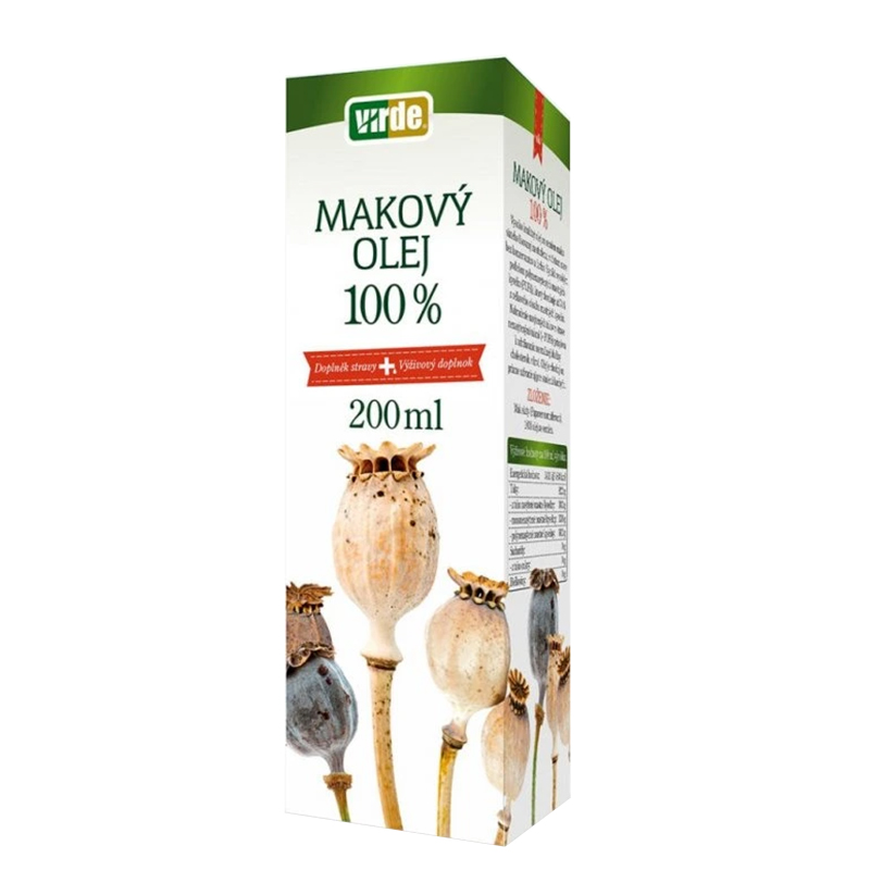 Makový olej 100% 100% Студено пресовано масло от маково семе + витамин Е Хранителна добавка, 200 мл. – Image 1