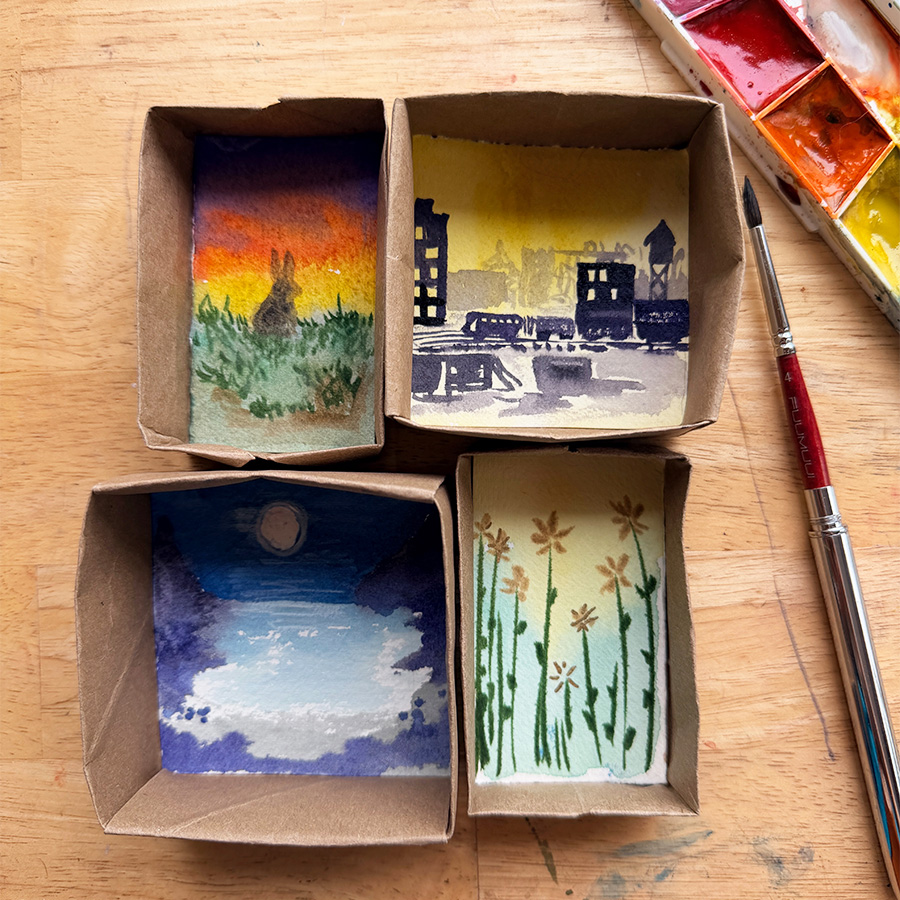 Tiny Watercolor Masterpieces in Origami Boxes — June 27, 1pm-3pm, Refuge Coffee Co – Image 1