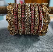 Bridal Kundan Stone Bangle Set for Women & Brides – Image 3