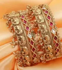 Premium Gold Finish Designer Bangles – Image 1
