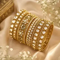 Bridal Kundan Stone Bangle Set for Women & Brides – Image 1
