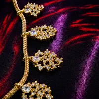 Golden Snowflake Charm Necklace Set – Image 2