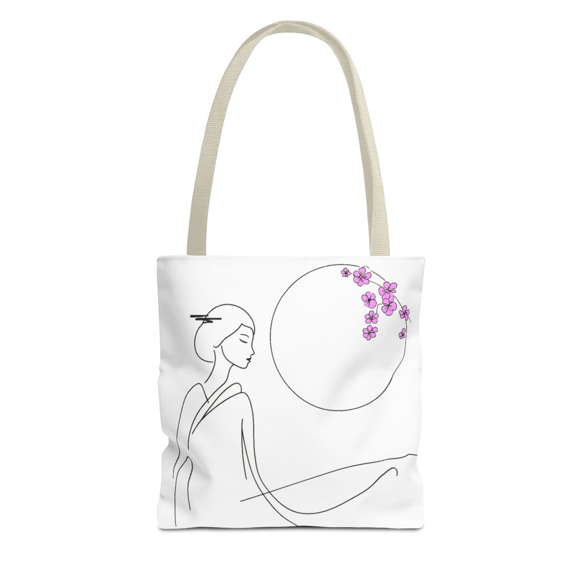 Asian Elegance Line Art Tote Bag – Image 1