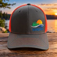 Waves Consultant Embroidered Trucker Hat – Orange Mesh