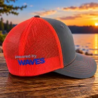 Waves Consultant Embroidered Trucker Hat – Orange Mesh