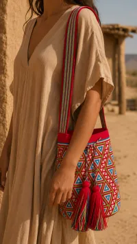 Mochila Wayuu Coral del Desierto – Image 3