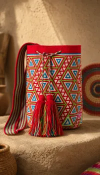 Mochila Wayuu Coral del Desierto – Image 1