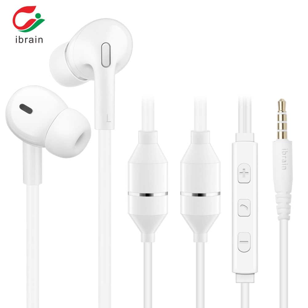 iBrain Air Tube Headset - Earphones – White, Jack 3.5mm