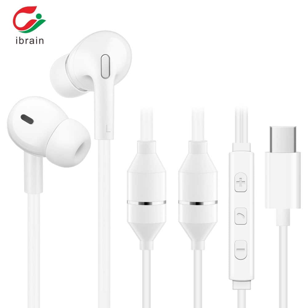 iBrain Air Tube Headset - Earphones – White, USB-C