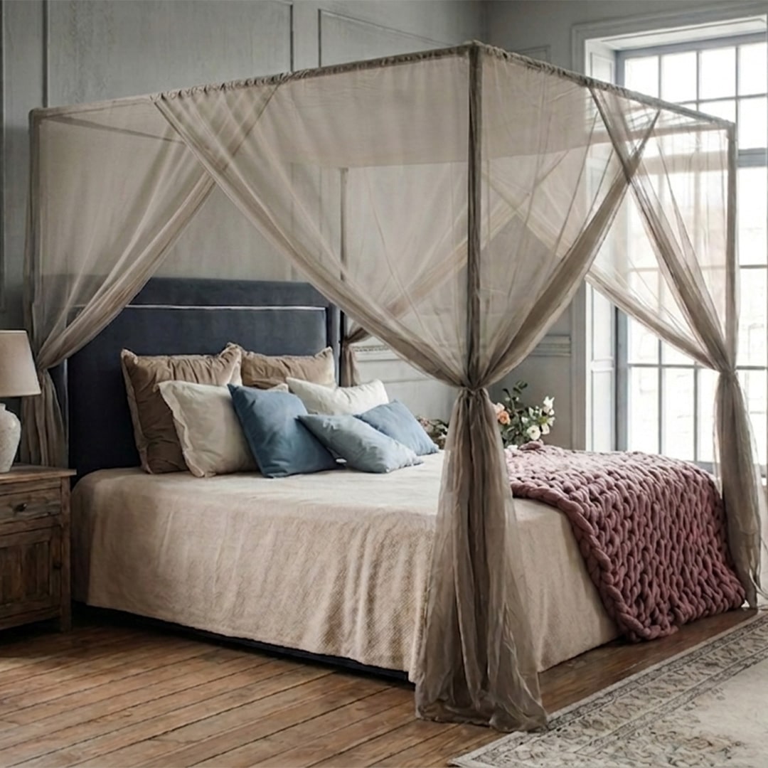 EMF 5G Protection BlocSilver® Four Poster Bed Canopy With Steel Frame (Clearance) – Image 4