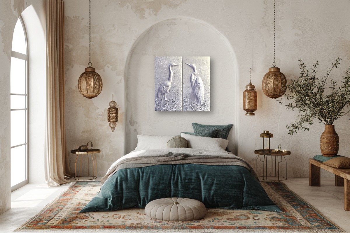 Wetland Grace: Feathered Great Egrets (36” x 36”) – Image 5