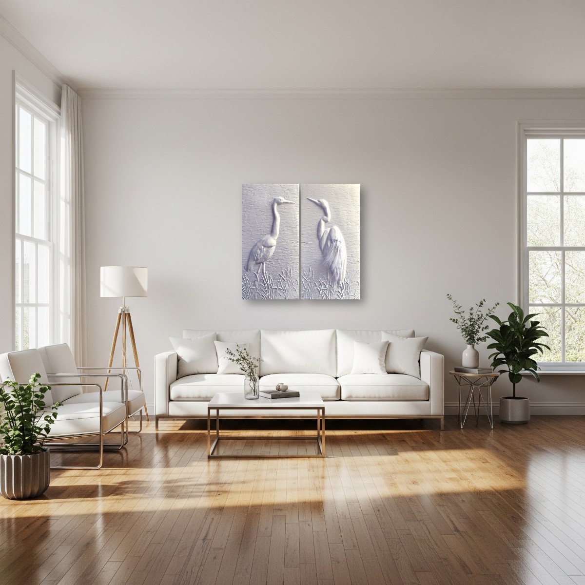 Wetland Grace: Feathered Great Egrets (36” x 36”) – Image 14