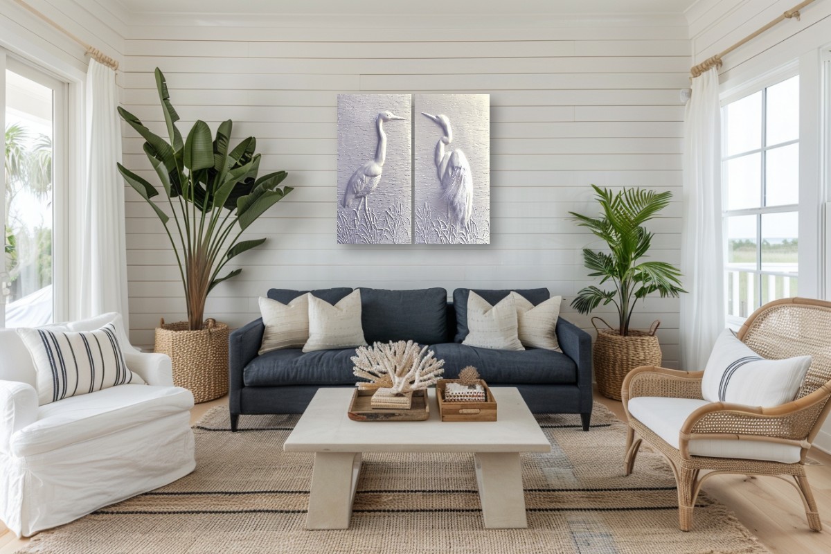 Wetland Grace: Feathered Great Egrets (36” x 36”) – Image 17