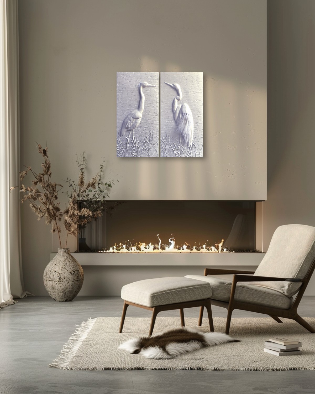 Wetland Grace: Feathered Great Egrets (36” x 36”) – Image 8
