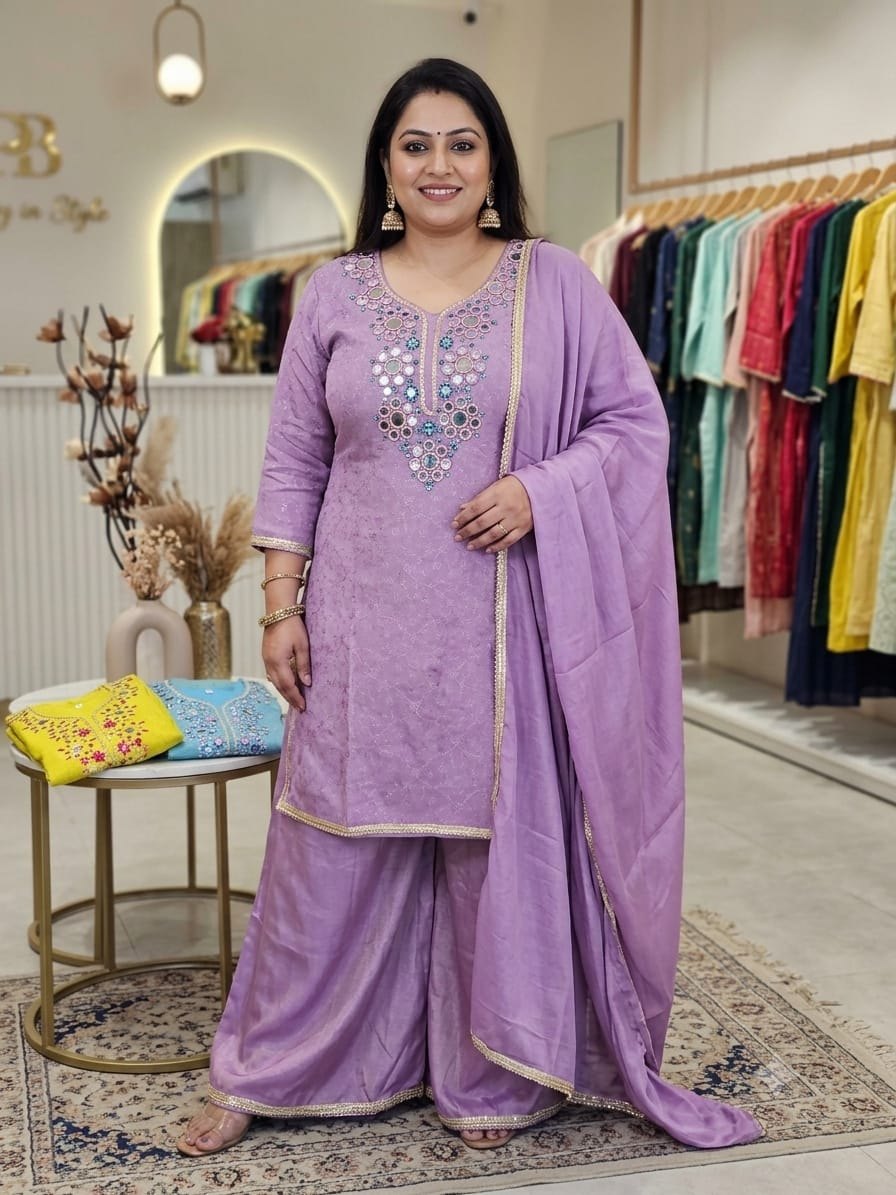 Lilac Mirror Palazzo Set – 3XL, Lilac