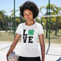 Black Love 4-H Clover T-Shirt – Small, White, Gildan 5000