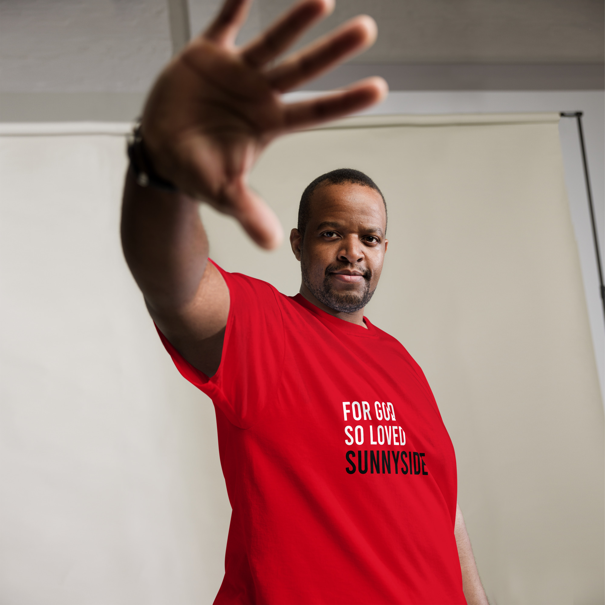 For God So Loved Sunnyside T-Shirt Red – Image 4