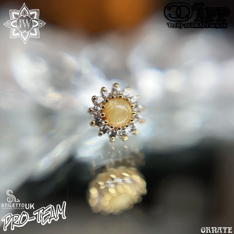 Buddha Jewelry Official - Delphine Rutilated Quartz & White Sapphires 14k Yellow Gold – Image 1