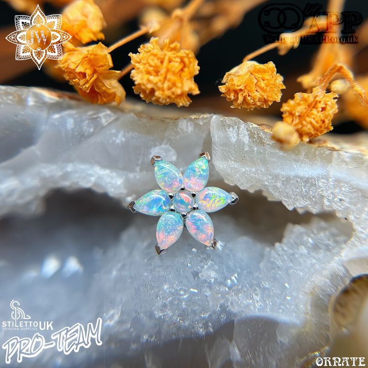 BVLA - Pear Flower with Genuine White Opal AAA 14k White Gold – Image 1