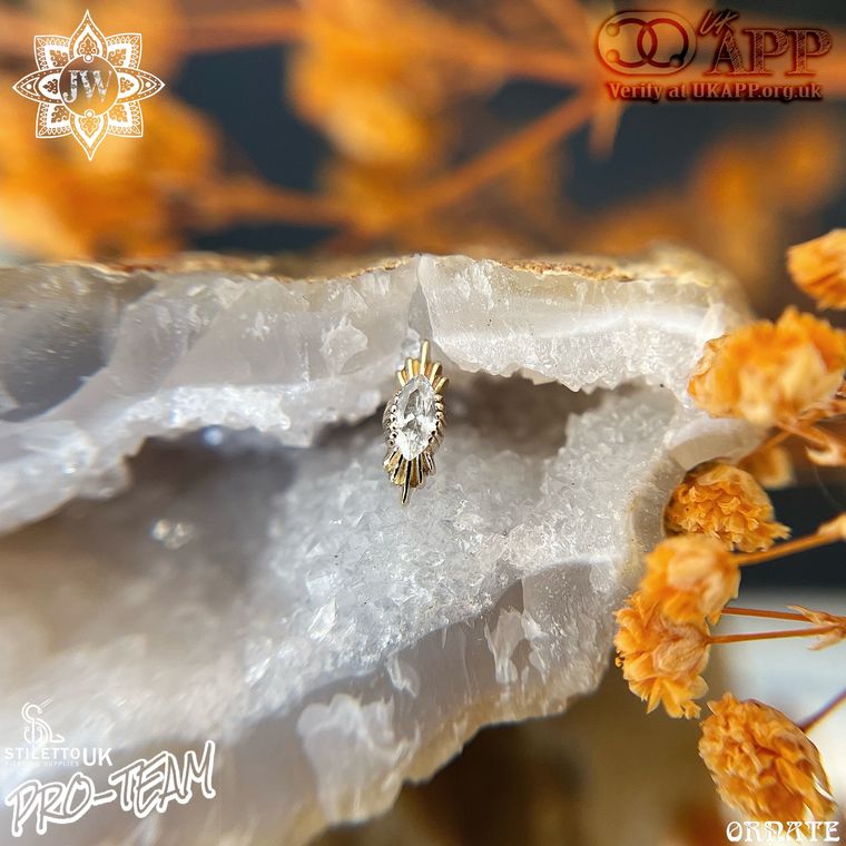 Sacred Symbols - CZ Marquise with 14k Yellow Gold Fanning – Image 1