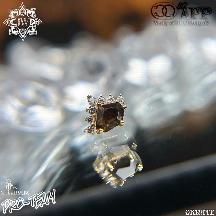 Buddha Jewelry Official - Bones & Honey Smokey Quartz & CZ 14k Yellow Gold – Image 1