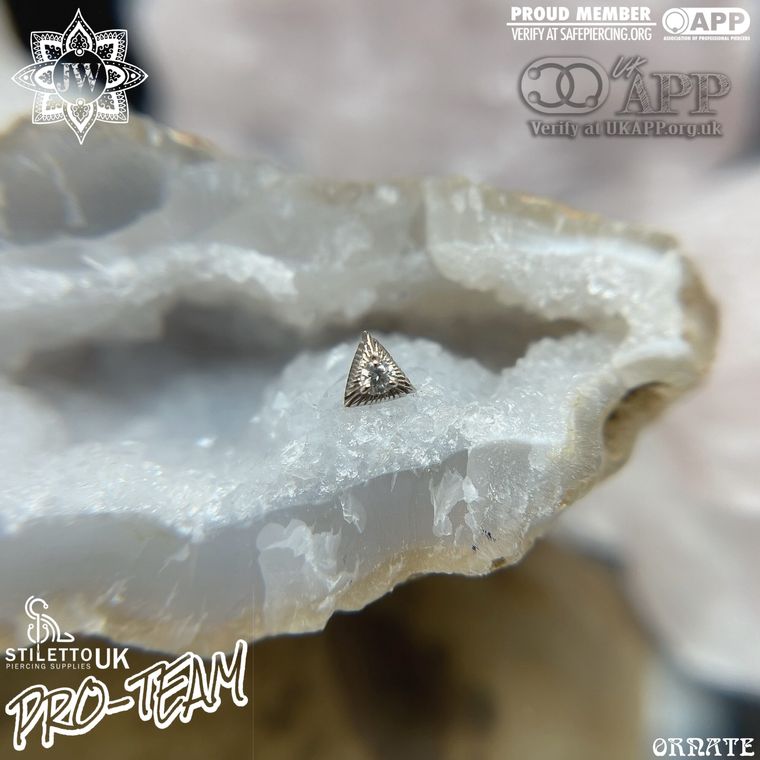 Sacred Symbols - CZ 14k White Gold Textured Triangle – Image 1