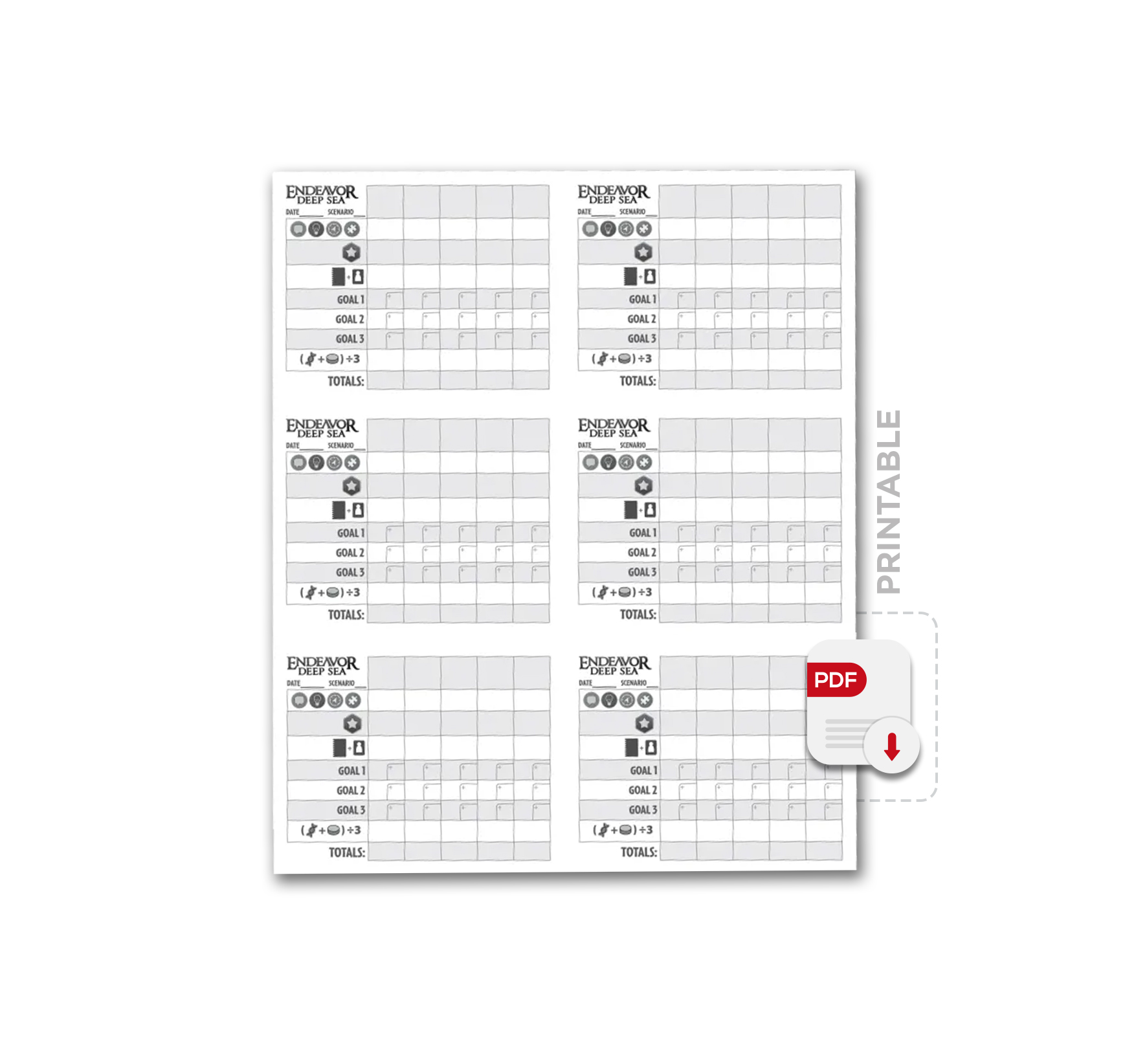 Endeavor Score Sheets – Afbeelding 1