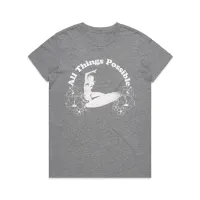 Womens Universal Tee — All Things Possible – Heather Grey, XS