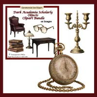 Dark Academia Mega Bundle, Vintage Clipart Set, Gothic Journal Elements, Scholarly Objects Collection – Image 2