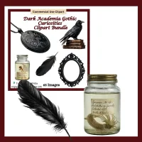 Dark Academia Mega Bundle, Vintage Clipart Set, Gothic Journal Elements, Scholarly Objects Collection – Image 4