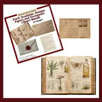 Dark Academia Mega Bundle, Vintage Clipart Set, Gothic Journal Elements, Scholarly Objects Collection – Image 3
