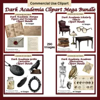 Dark Academia Mega Bundle, Vintage Clipart Set, Gothic Journal Elements, Scholarly Objects Collection – Image 1