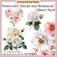 Watercolor Floral and Botanical Clipart PNG Bundle | Flowers and Greenery Graphics | Commercial Use | CC-4 – Image 6