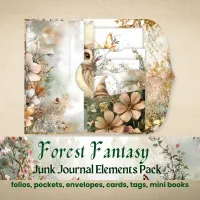 Whimsical Forest Fantasy Junk Journal Pack – Printable Ephemera & Elements Bundle – Image 1