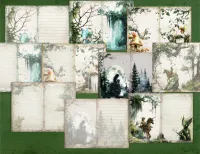 Whimsical Forest Fantasy pages digital Junk Journal Pack – 36 Printable papers – Image 3