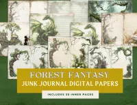 Whimsical Forest Fantasy pages digital Junk Journal Pack – 36 Printable papers – Image 1