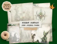 Whimsical Forest Fantasy pages digital Junk Journal Pack – 36 Printable papers – Image 5