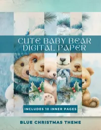 Blue Bear Christmas Junk Journal Papers - Vintage- for Holiday Crafting! – Image 3