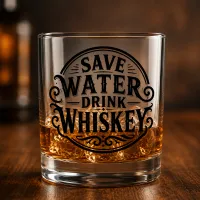 Save Water, Drink Whiskey Glass – Image 1