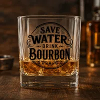 Save Water, Drink Bourbon Glass – Image 1