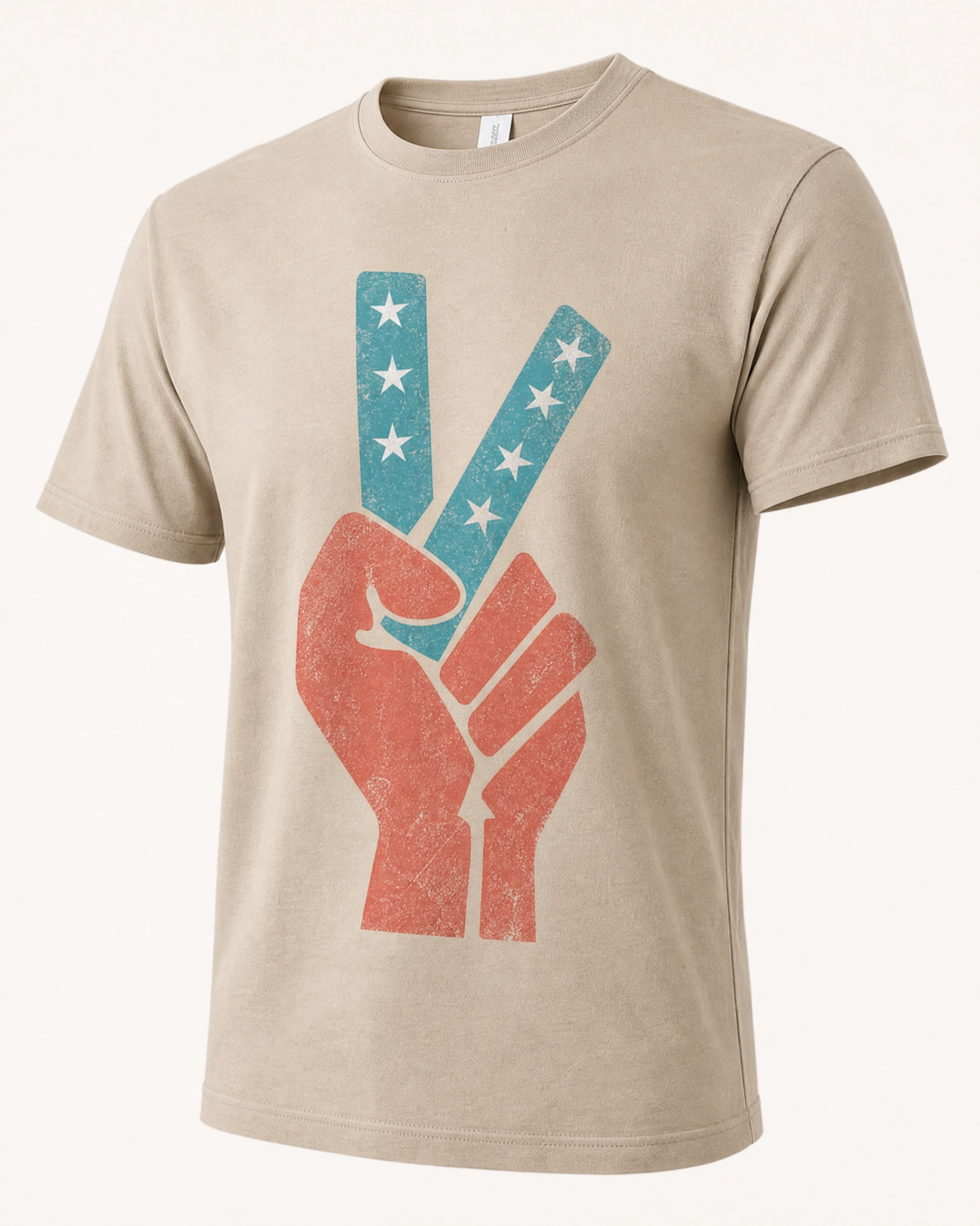 Peace Fist Tee – S, Sand