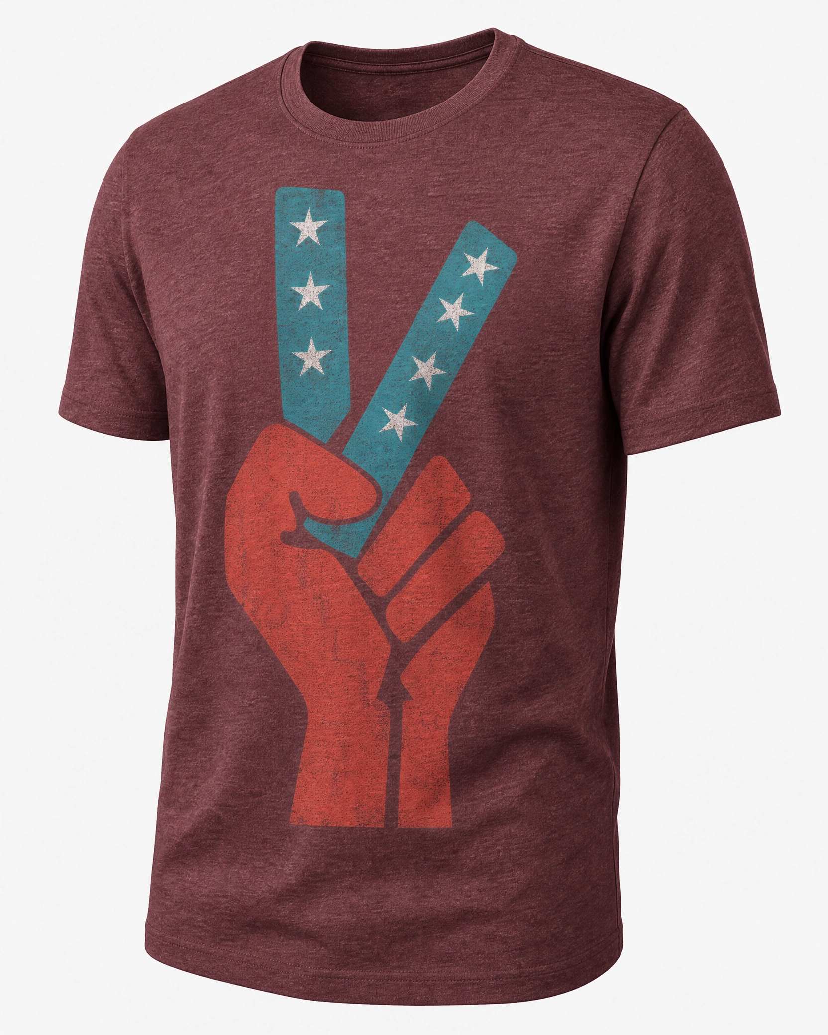 Peace Fist Tee – M, Heather Maroon