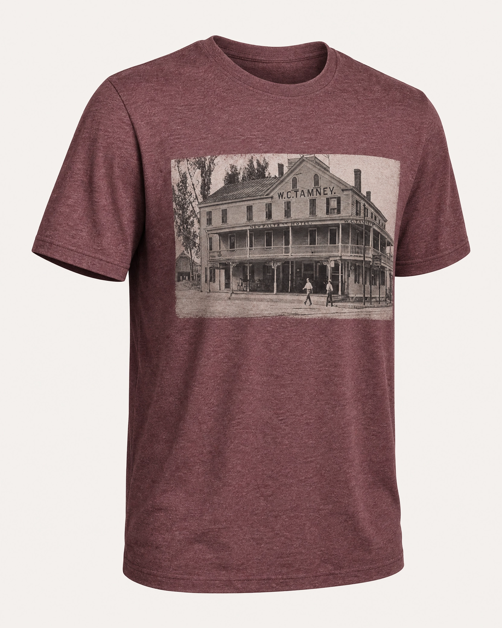 New Paltz Hotel Tee "W.C. Tamney" – XL, Heather Maroon