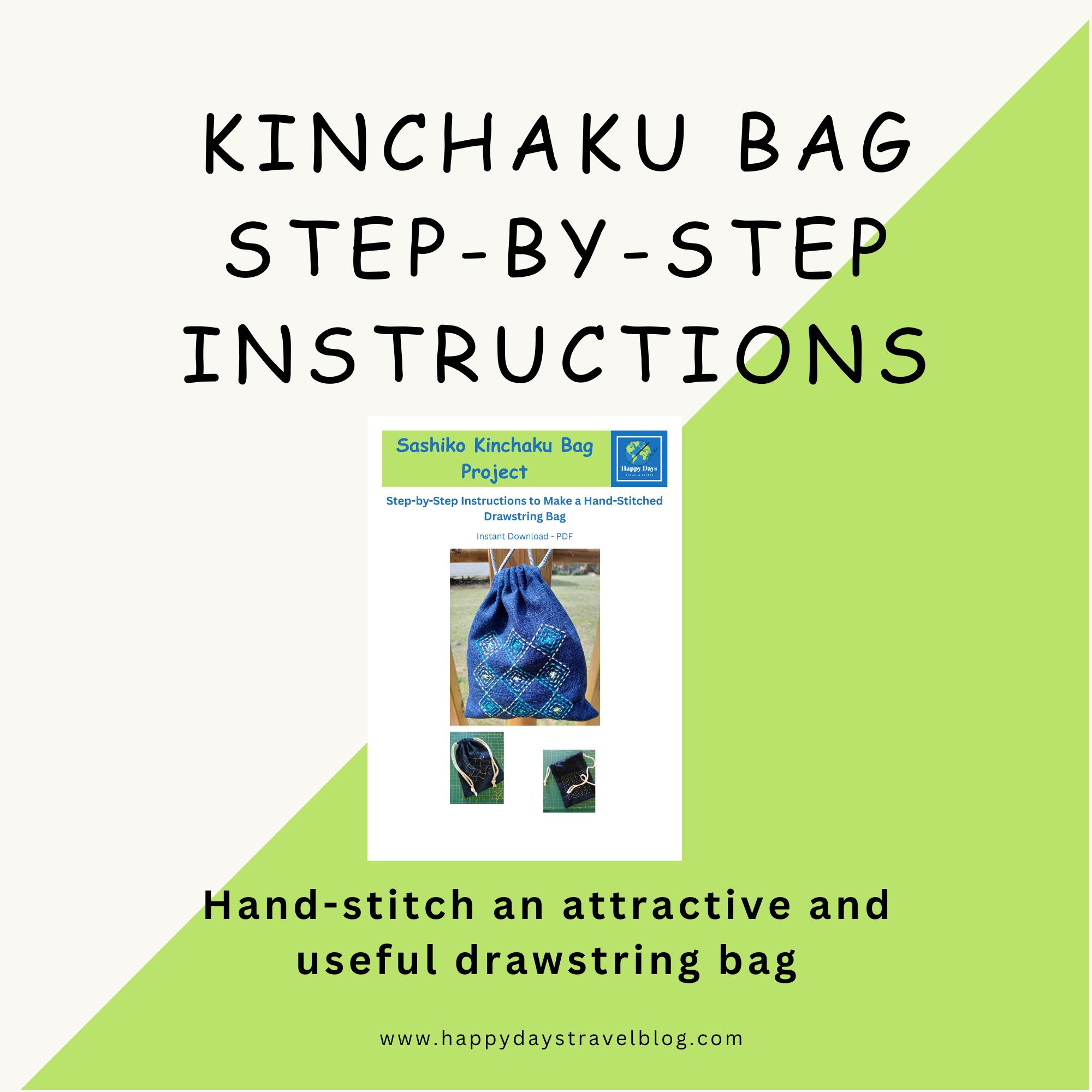 Hand-Stitched Kinchaku Bag Tutorial (Printable PDF) – Image 2