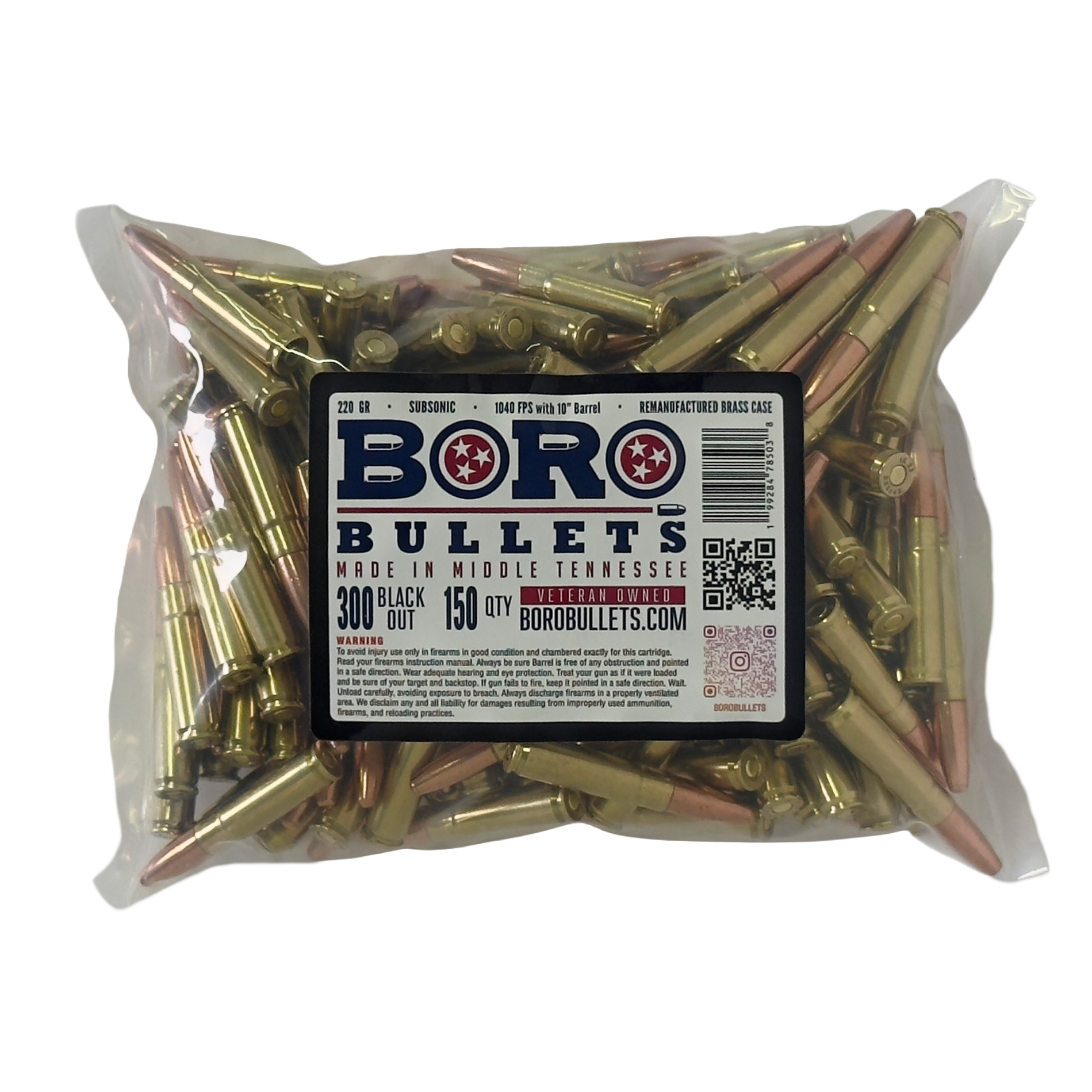 300 Blackout Rifle 220 grain FMJ SUBSONIC – 150 Rounds