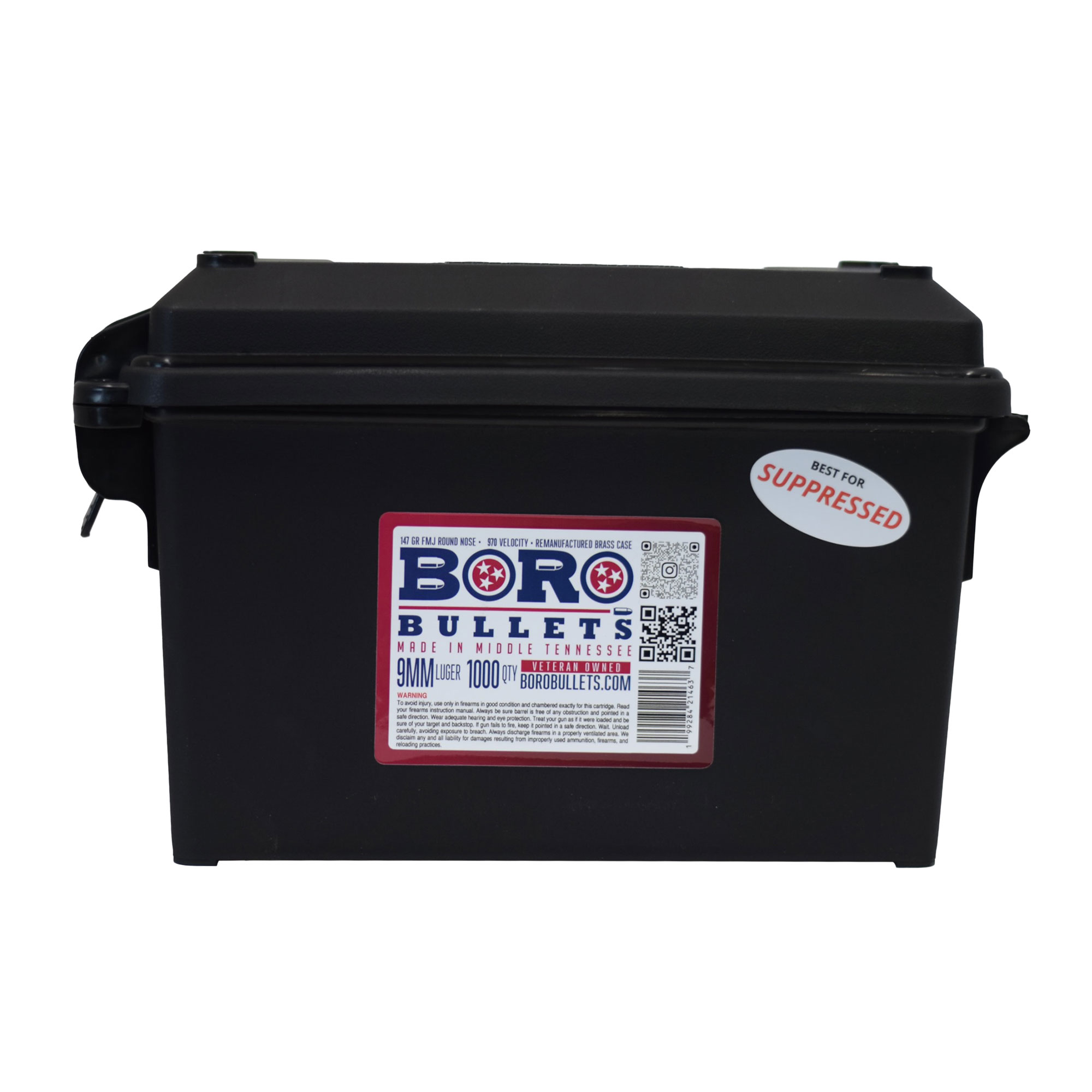 9MM Luger – 1000 Rounds With Ammo Can, Remanufactured Brass, 147