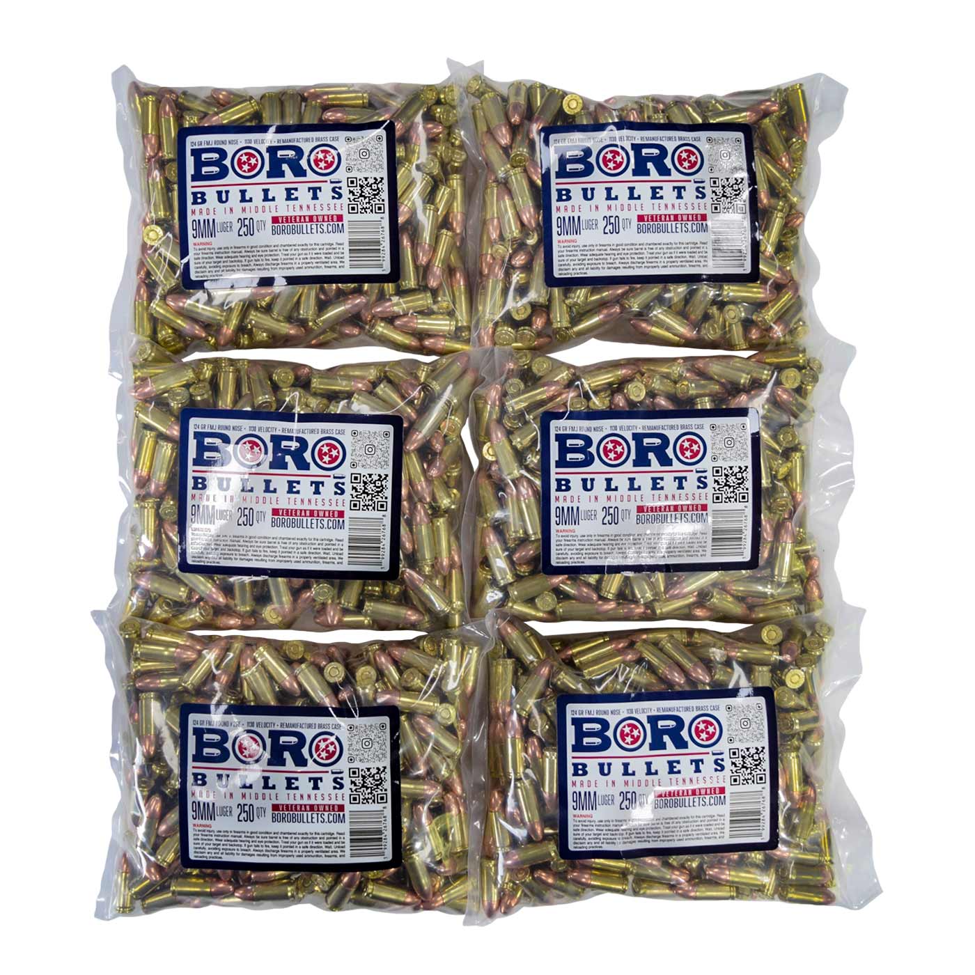 9MM Luger – 1500 Rounds, Remanufactured Brass, 124