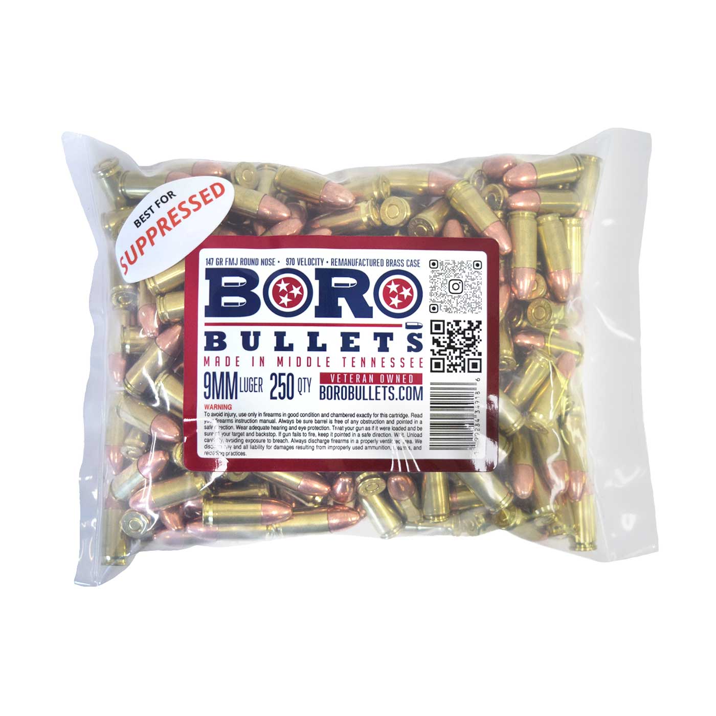 9MM Luger 147 Grain FMJ – 250 Rounds